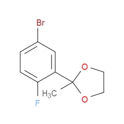 Aobchem&nbsp;2-(5-Bromo-2-fluorophenyl)-2-methyl-1 3-dioxolane | ≥95% | CAS 1555385-37-9 | C10H10BrFO2 | 500mg