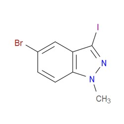 Aobchem&nbsp;5-Bromo-3-iodo-1-methyl-1H-indazole | ≥95% | CAS 865156-34-9 | C8H6BrIN2 | 250mg