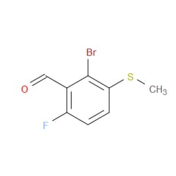 Aobchem&nbsp;2-Bromo-6-fluoro-3-(methylthio)benzaldehyde | ≥97% | CAS 1879026-24-0 | C8H6BrFOS | 250mg
