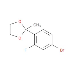 Aobchem&nbsp;2-(4-Bromo-2-fluorophenyl)-2-methyl-1 3-dioxolane | ≥97% | CAS 625446-23-3 | C10H10BrFO2 | 250mg