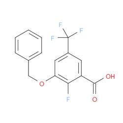 Aobchem&nbsp;3-(Benzyloxy)-2-fluoro-5-(trifluoromethyl)benzoic acid | ≥97% | CAS 2379321-87-4 | C15H10F4O3 | 5g