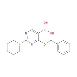 Aobchem&nbsp;4-Benzyloxy-2-piperidine-1-yl-pyrimidine-5-boronic acid | ≥95% | CAS 1309980-72-0 | C16H20BN3O3 | 500mg