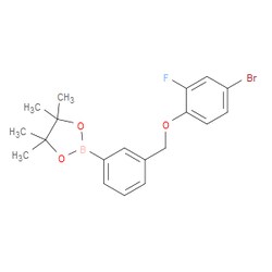 Aobchem&nbsp;2-(3-((4-Bromo-2-fluorophenoxy)methyl)phenyl)-4 4 5 5-tetramethyl-1 3 2-dioxaborolane | ≥97% | CAS 2246736-67-2 | C19H21BBrFO3 | 250mg