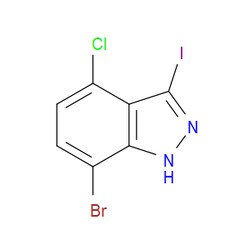 Aobchem&nbsp;7-Bromo-4-chloro-3-iodo-1H-indazole | 95% | CAS 1000341-98-9 | C7H3BrClIN2 | 1g