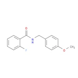 Aobchem&nbsp;Benzamide  2-fluoro-N-[(4-methoxyphenyl)methyl]- | ≥95% | CAS 349089-20-9 | C15H14FNO2 | 500mg