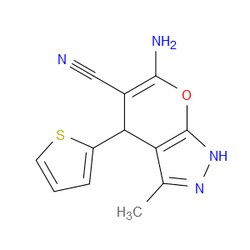 Aobchem&nbsp;6-Amino-3-methyl-4-(thiophen-2-yl)-1 4-dihydropyrano[2 3-c]pyrazole-5-carbonitrile | 95% | CAS 87736-62-7 | C12H10N4OS | 10g