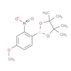 Aobchem&nbsp;4-Methoxy-2-nitrophenylboronic acid  pinacol ester |  ≥97% |  CAS 1073353-81-7 |  C13H18BNO5 |  10g