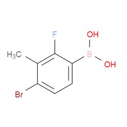 Aobchem&nbsp;(4-Bromo-2-fluoro-3-methylphenyl)boronic acid |  ≥97% |  CAS 2377605-73-5 |  C7H7BBrFO2 |  25g