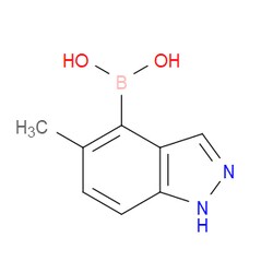 Aobchem&nbsp;5-Methyl-1H-indazole-4-boronic acid |  ≥95% |  CAS 1245816-10-7 |  C8H9BN2O2 |  25g