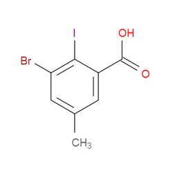 Aobchem&nbsp;3-Bromo-2-iodo-5-methylbenzoic acid |  ≥97% |  CAS 750585-99-0 |  C8H6BrIO2 |  250mg