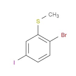 Aobchem&nbsp;1-Bromo-4-iodo-2-(methylthio)benzene |  ≥97% |  CAS 1032231-26-7 |  C7H6BrIS |  5g
