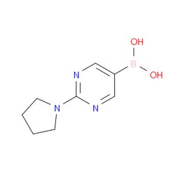 Aobchem&nbsp;(2-Pyrrolidin-1-ylpyrimidin-5-yl)boronic acid |  ≥97% |  CAS 955374-13-7 |  C8H12BN3O2 |  10g