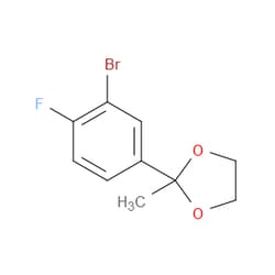 Aobchem&nbsp;2-(3-Bromo-4-fluorophenyl)-2-methyl-1 3-dioxolane |  ≥97% |  CAS 210826-84-9 |  C10H10BrFO2 |  25g