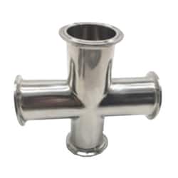 Cole-Parmer Fitting, 316L Stainless Steel, Cross, Sanitary Clamp Union,