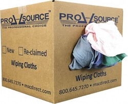 MSC PRO-SOURCE PS-R010-C26HG10 Reclaimed Poly/Cotton T-Shirt Rags Assorted Colors, Poly/Cotton, Low Lint, 10 Lbs. at 4 to 6 per Pound, Box