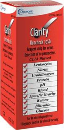 Diagnostic Test Group CLARITY 10SG URINE STRIP 100C, Quantity: Pack of