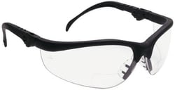 MSC MCR Safety K3H20 +2, Clear Lenses, Scratch Resistant, Framed Magnifying Safety Glasses UV Protection, Adjustable Temples, Black Plastic Frame, ANSI Z87.1+