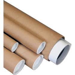 MSC Box Partners Kraft Mailing Tubes, 3x6 in, Capped, 48/Case, Quantity: