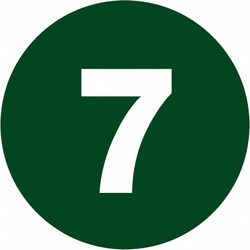 MSC Tape Logic Number Labels, 3 in Circle, '7' Print, 500/Roll, Quantity: