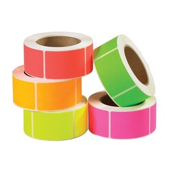 MSC Tape Logic Inventory Circles, Assorted Fluorescent, 2 in Dia, 5000/Carton,