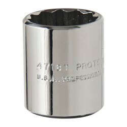 MSC Proto Standard Hand Socket, 1/4 Drive 9/16, 12-Point, 1 ea, Quantity:
