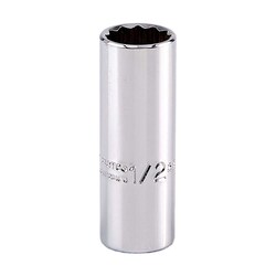 MSC Proto Deep Socket, 1/4 Drive, 1/2 Socket, 12-Point, 1 ea, Quantity: