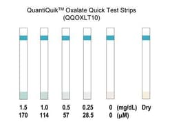 Bioassay Systems QuantiQuik™ Oxalate Quick Test Strips. Direct determination of oxalate concentrations in biological samples (e.g. serum, plasma, urine, etc.).
