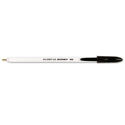 Enterprise Technology Solutions&nbsp;Stick Ballpoint Pen, Medium 1Mm, Black Ink, White Barrel, Dozen