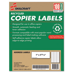 Enterprise Technology Solutions&nbsp;Recycled Copier Labels, Copiers, 1 X 2.81, White, 33/Sheet, 100 Sheets/Box