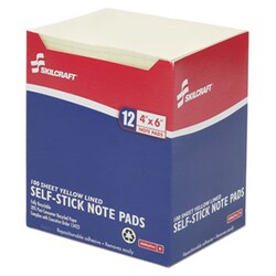 Enterprise Technology Solutions Self-Stick Note Pads, 4 X 6, Lined, Yellow, 100 Sheets, Dozen