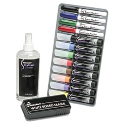 Enterprise Technology Solutions 12-Marker Dry Erase System, Broad Chisel Tip, Assorted Colors, 12/Kit