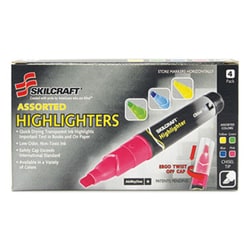 Enterprise Technology Solutions&nbsp;Large Fluorescent Highlighter, Chisel Tip, Assorted Colors, 4/Set
