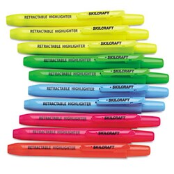Enterprise Technology Solutions Retractable Highlighter, Chisel Tip, Assorted