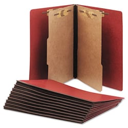 Enterprise Technology Solutions&nbsp;Pressboard Top Tab Classification Folder, 2 Dividers, Letter Size, Earth Red, 10/Box