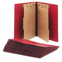 Enterprise Technology Solutions&nbsp;Pressboard Top Tab Classification Folder, 2 Dividers, Letter Size, Dark Red, 10/Box