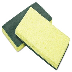 Enterprise Technology Solutions Cellulose Scrubber Sponge, 3.25 X 6.25, Yellow/Green, 3/Pack