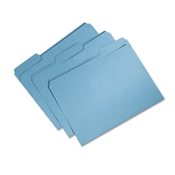 Enterprise Technology Solutions Recycled File Folders, 1/3-Cut 1-Ply Tabs, Letter Size, Blue, 100/Box