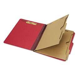 Enterprise Technology Solutions&nbsp;Pocket-Style Classification Folder, 2 Dividers, Letter Size, Dark Red, 10/Box