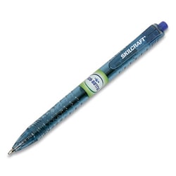 Enterprise Technology Solutions&nbsp;Recycled Water Bottle Retractable Ballpoint Pens, 0.5 Mm, Blue Ink, Clear Barrel, Dozen
