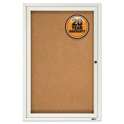 Enterprise Technology Solutions Enclosed Bulletin Board, Natural Cork/fiberboard, 24 X 36, Silver Aluminum Frame