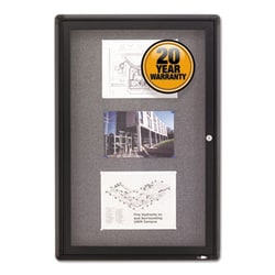 Enterprise Technology Solutions Enclosed Fabric-Cork Board, 24 X 36, Gray Surface, Graphite Aluminum Frame