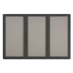 Enterprise Technology Solutions Enclosed Fabric-Cork Board, 72 X 48, Gray Surface, Graphite Aluminum Frame