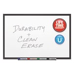 Enterprise Technology Solutions Classic Porcelain Magnetic Whiteboard, 48 X 36, Black Aluminum Frame