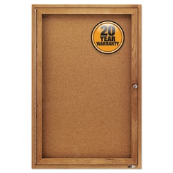 Enterprise Technology Solutions Enclosed Bulletin Board, Natural Cork/fiberboard, 24 X 36, Oak Frame