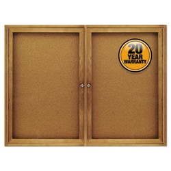 Enterprise Technology Solutions Enclosed Bulletin Board, Natural Cork/fiberboard, 48 X 36, Oak Frame
