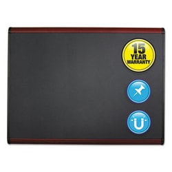 Enterprise Technology Solutions Prestige Plus Magnetic Fabric Bulletin Board, 48 X 36, Mahogany Frame