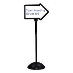 Enterprise Technology Solutions&nbsp;Double-Sided Arrow Sign, Dry Erase Magnetic Steel, 25 1/2 X 17 3/4, Black Frame