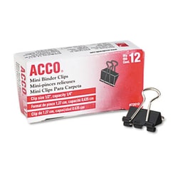 Enterprise Technology Solutions Binder Clips, Mini, Black/Silver, Dozen,
