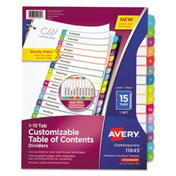 Enterprise Technology Solutions&nbsp;Customizable Toc Ready Index Multicolor Dividers, 1-15, Letter