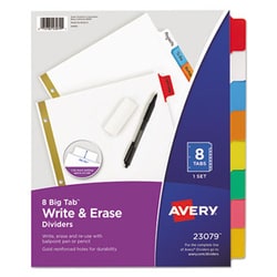Enterprise Technology Solutions Write & Erase Big Tab Paper Dividers, 8-Tab,